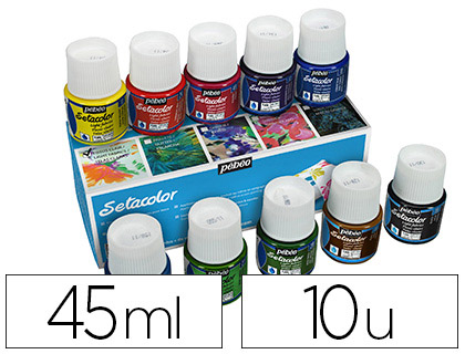 PEINTURE TEXTILE PBO STACOLOR TISSUS CLAIRS COULEURS ASSORTIES MATES BOTE 10 POTS 45ML