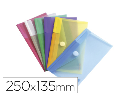 POCHETTE ENVELOPPE TARIFOLD FORMAT CHÉQUIER POLYPROPYLÈNE TRANSPARENT COLORIS ASSORTIS SACHET 6 UNITÉS