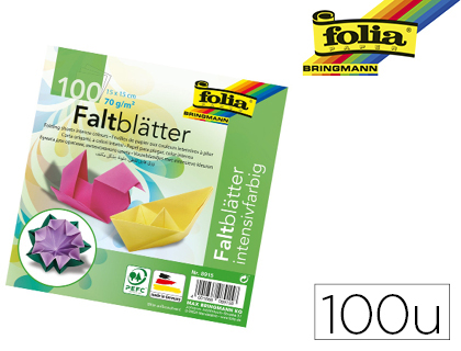 PAPIER COULEUR FOLIA  PLIER 70G/M2 15X15CM COLORIS ASSORTIS PAQUET 100F