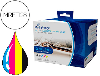 CARTOUCHE MEDIARANGE JET D'ENCRE COMPATIBLE EPSON T1281/T1284 NOIR X2/JAUNE/CYAN/MAGENTA MULTIPACK 5 UNITÉS