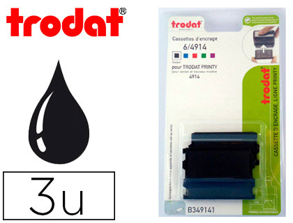 RECHARGE TAMPON TRODAT 4914 NOIR BLISTER 3 UNITS