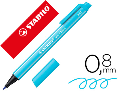 STYLO-FEUTRE STABILO POINTMAX ÉCRITURE MOYENNE TRACÉ 0,8MM POINTE NYLON COLORIS BLEU AZUR