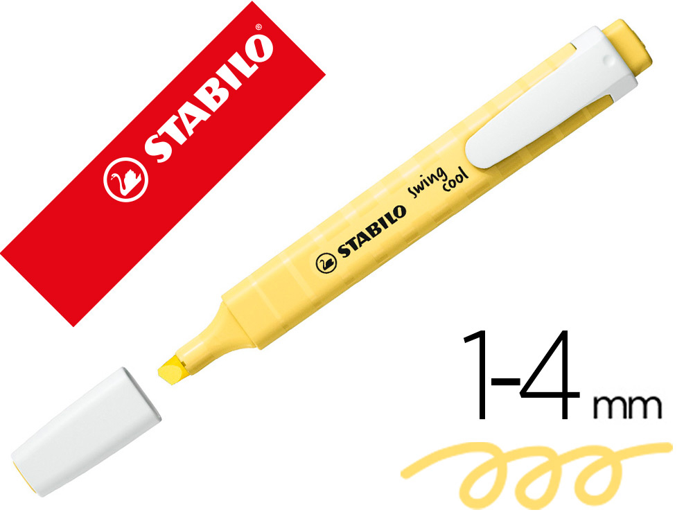 SURLIGNEUR STABILO SWING COOL PASTEL MODÈLE DE POCHE AVEC AGRAFE TRACÉ 1/4MM COLORIS CRÈME DE JAUNE