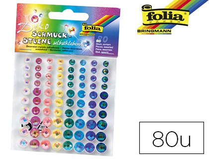 BIJOU EN PIERRE FOLIA RAINBOW AUTO-ADHESIF PAQUET DE 80 PIÈCES