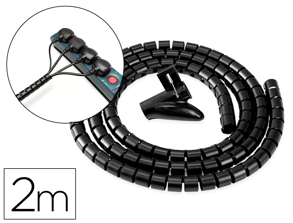 GUIDE-CÂBLES FELLOWES CABLEZIP ENTIÈREMENT RÉUTILISABLE PEUT S'ASSEMBLER LONGUEUR 2M COLORIS NOIR