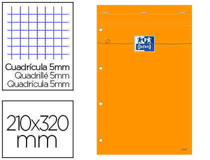 BLOC BUREAU OXFORD A4+ AGRAFÉ PAPIER OPTIK PAPER EXTRA-BLANC 80G 21X32CM 80F PERFORÉES DÉTACHABLES 5X5MM MARGE