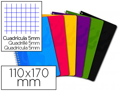 CARNET OXFORD RELIURE INTÉGRALE OPTIK PAPER 11X17CM 100 PAGES 5X5MM 90G COLORIS ASSORTIS