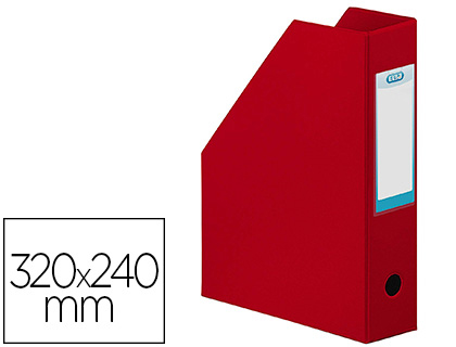 PORTE-REVUES ELBA COLOR LIFE PVC GRAIN TOILÉ PAN COUPÉ FORMAT 32X24CM DOS 7CM COLORIS ROUGE