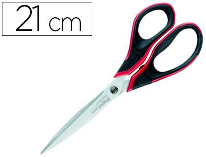 CISEAUX MAPED ADVANCED GEL ACIER INOXYDABLE 210MM BOUTS POINTUS ASYMÉTRIQUE POIGNÉES GEL SOFT COLORIS ROUGE/NOIR