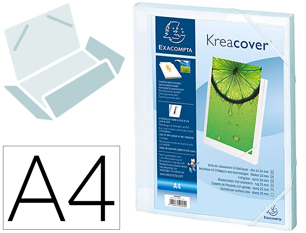 BOÎTE CLASSEMENT EXACOMPTA KREACOVER POLYPROPYLÈNE OPAQUE 7/10E COUVERTURE PERSONNALISABLE DOS 25MM COLORIS BLANC