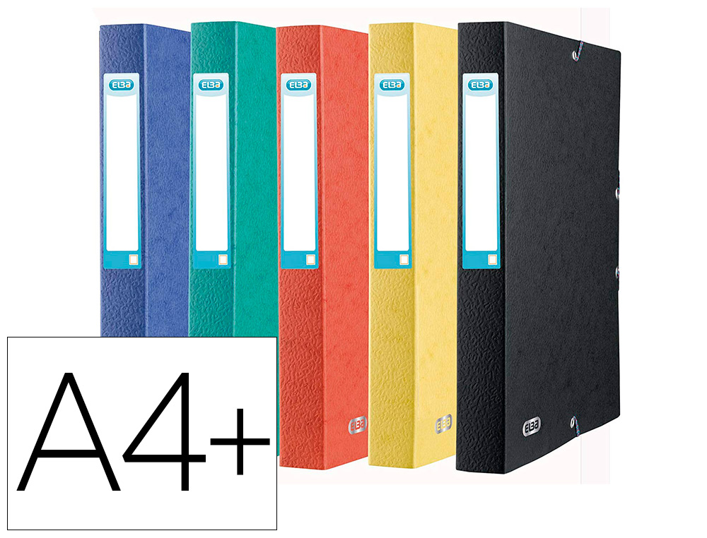 BOITE CLASSEMENT ELBA EUROFOLIO CARTE GRAINEE 600G 7/10E A4+ DOS 25MM 3 RABATS ELAS ETIQ DORSALE ASSORTIS - PAQ DE 10 UN