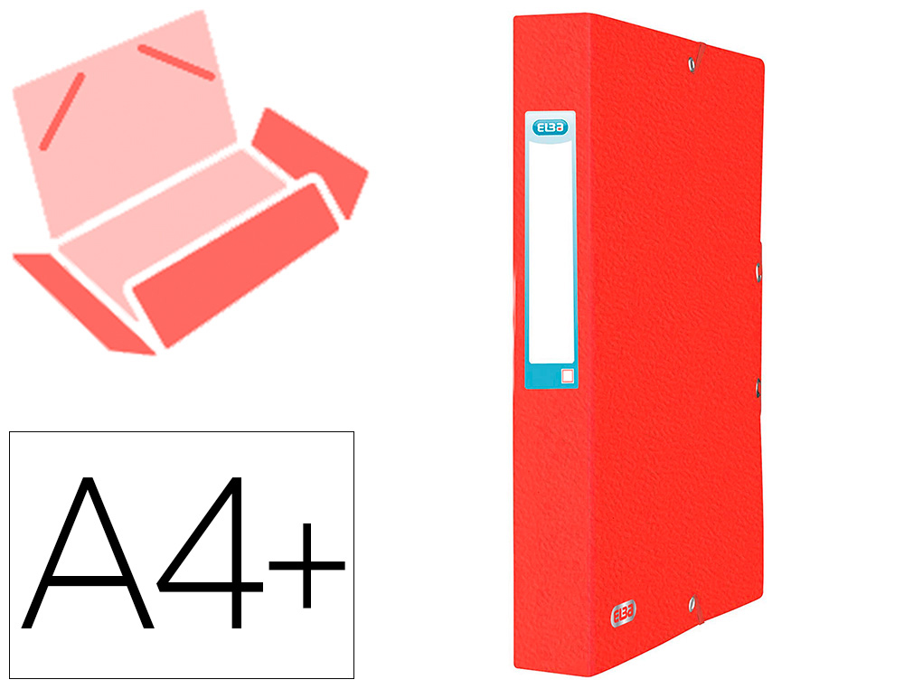 BOITE CLASSEMENT ELBA EUROFOLIO CARTE GRAINEE 600G  7/10E A4+ DOS 40MM 3 RABATS   ELAST ETIQUETTE DORSALE ROUGE