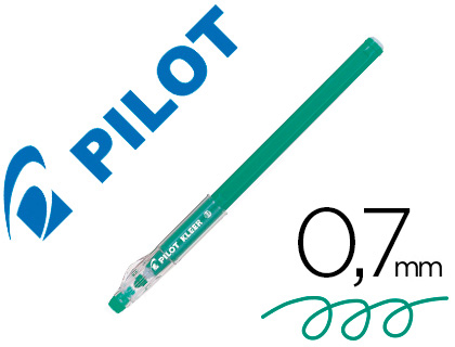 STYLO-BILLE PILOT KLEER EFFAÇABLE POINTE CONIQUE      MOYENNE 0,7MM GOMME SUR LE    CAPUCHON ENCRE COULEUR VERT