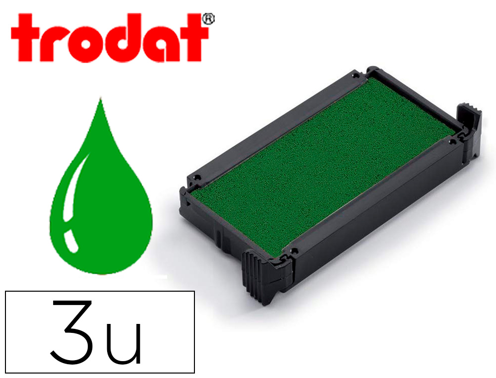 RECHARGE TAMPON TRODAT PRINTY 4911/ 4800/ 4820/ 4822/ 4846/ 4951/ 4991 ERGOTS LATERAUX    ENCRE VERTE LOT DE 3 UN