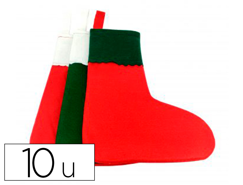 FEUTRINE SODERTEX CHAUSSETTES DE NOEL 1MM 200X300MM 10 PCS  COLORIS BLANC - ROUGE BLANC - VERT ET ROUGE - VERT