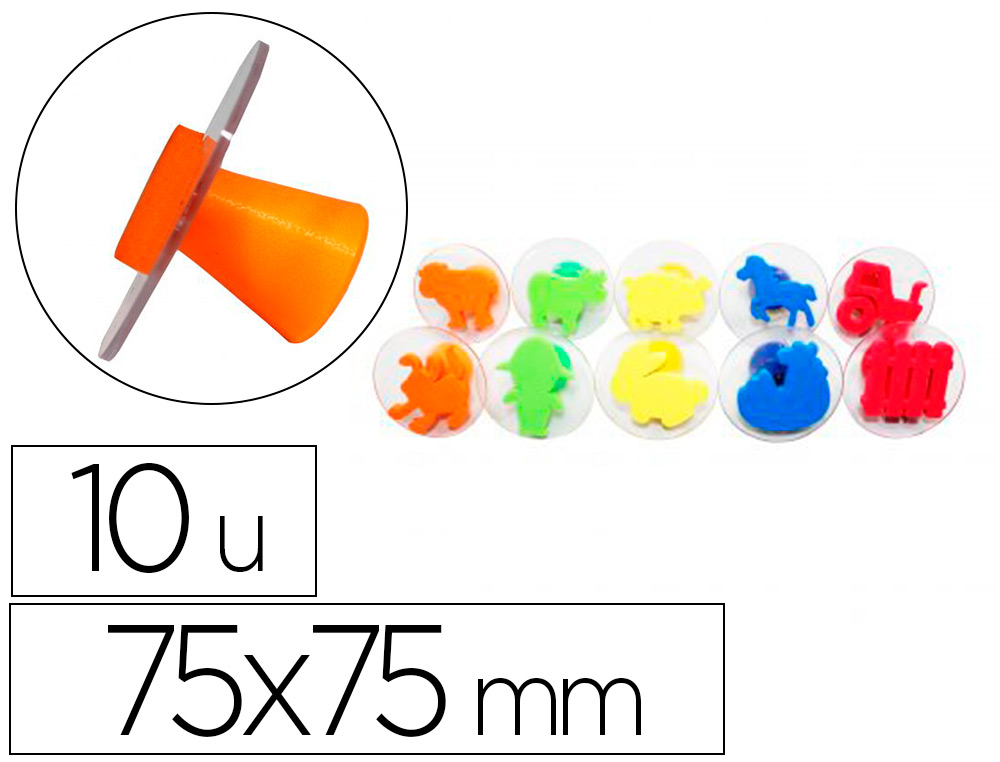TAMPONS SODERTEX A LA FERME EN MOUSSE DOUBLE DENSITE AVEC POIGNEE 75X75MM 10 PCS        COLORIS ASSORTIS