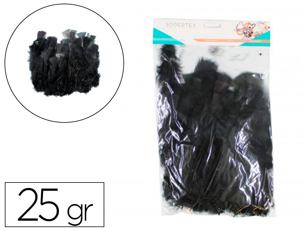 PLUMES DE DINDE SODERTEX UNICOLORE 25G 12 A 18 CM      COLORIS NOIR