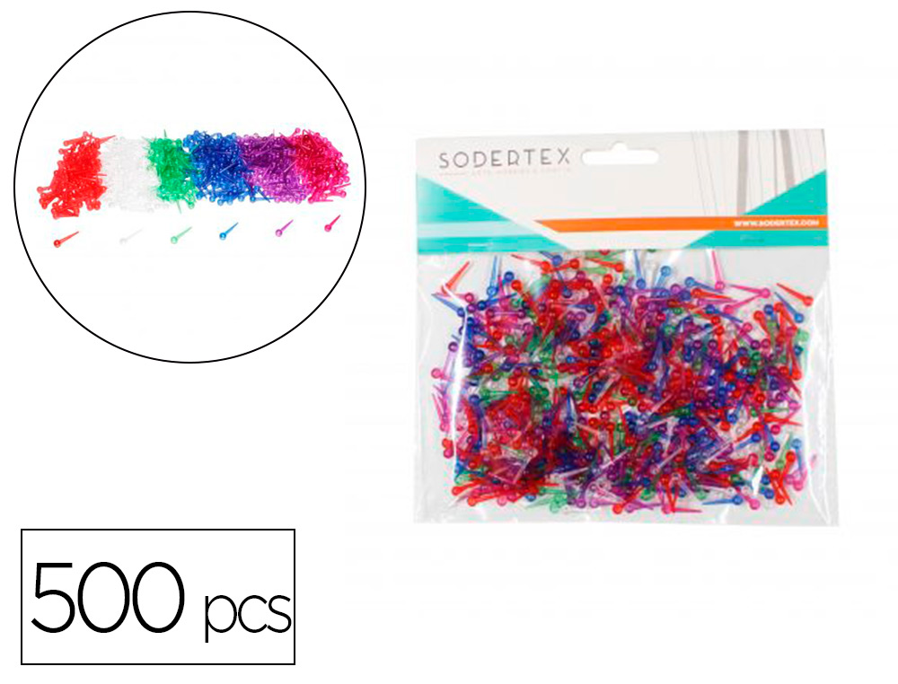 EPINGLES EN PLASTIQUES SODERTEX 4MM X 15MM 500 PCS 6 COLORIS ASSORTIS