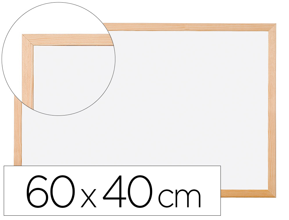TABLEAU Q-CONNECT MÉLAMINÉ CADRE BOIS LISSE LAVABLE STABILITÉ MARQUEURS SPÉCIAUX ACCESSOIRES FIXATION MUR 60X40CM
