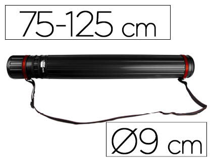 PORTE-PLANS LIDERPAPEL PLASTIQUE BANDOULIRE 75CM EXTENSIBLE 125CM DIAMTRE 9CM COLORIS NOIR