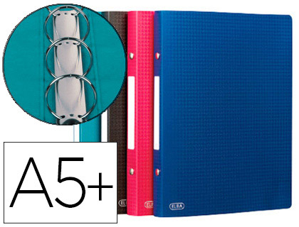 CLASSEUR OXFORD MEMPHIS 2 ANNEAUX RONDS 15MM POLYPROPYLÈNE 5/10E 170X220MM DOS 20MM 60F COLORIS ASSORTIS