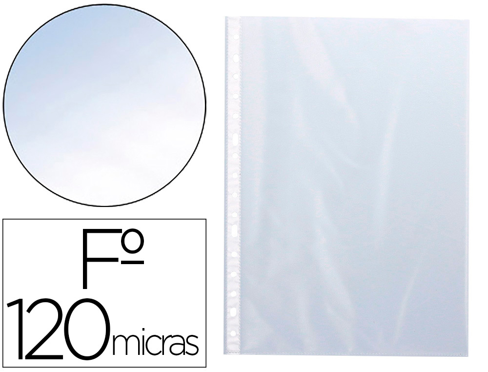 POCHETTE Q-CONNECT PERFOREE FOLIO 120 MC CRISTAL BOITE    100 UNITES
