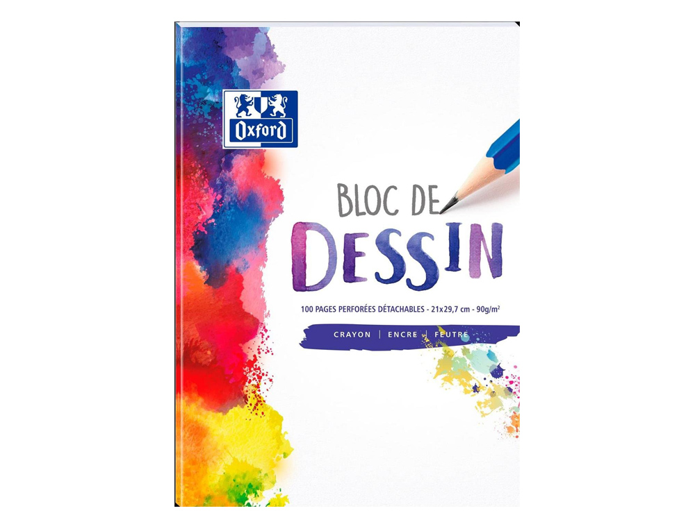 BLOC DESSIN OXFORD 210X297MM 100P PERFORES 90G