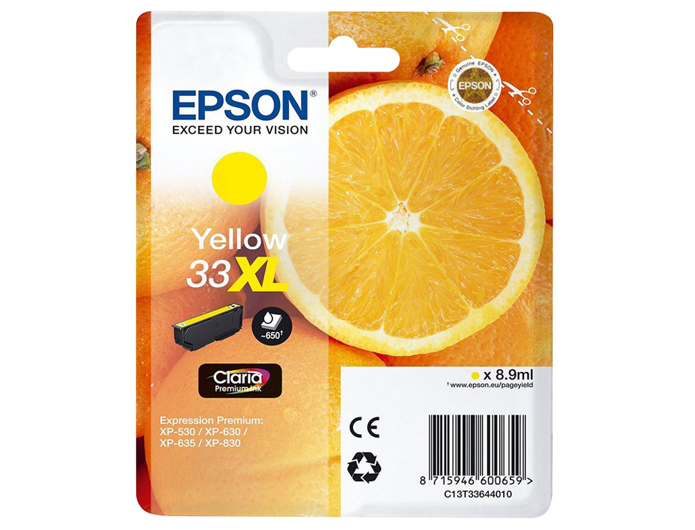 CARTOUCHE EPSON T3364 XL JET D'ENCRE ORANGE CLARIA COULEUR JAUNE