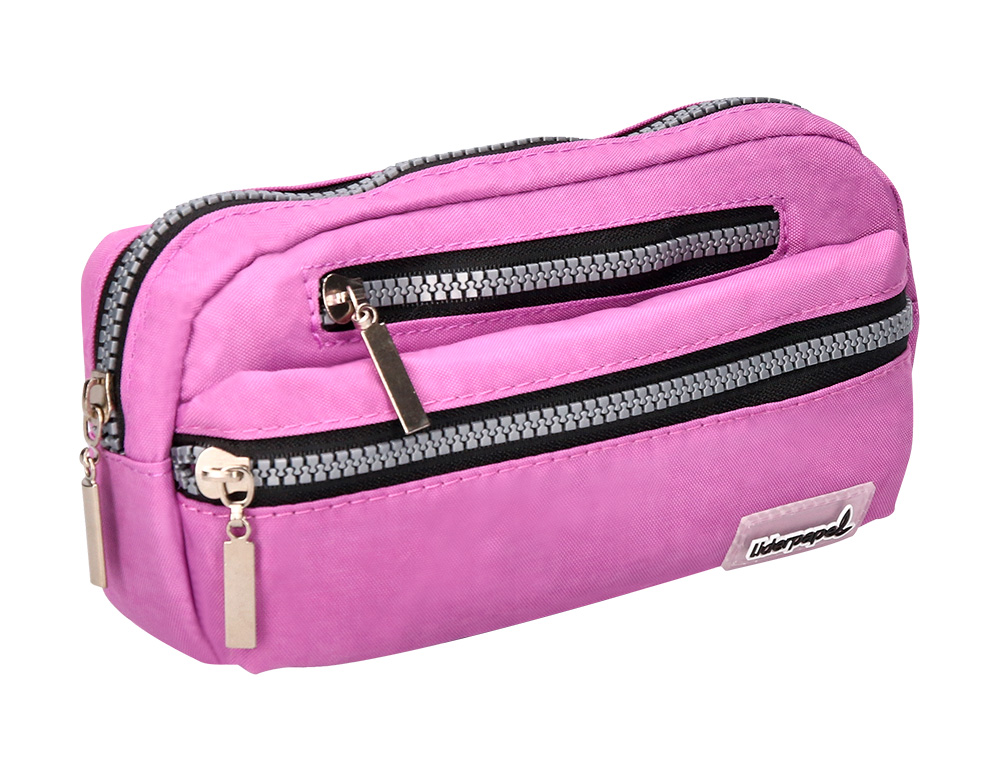 TROUSSE SCOLAIRE LIDERPAPEL LARGE OVALE 3 COMPARTIMENTS     195X40X100MM COLORIS VIOLE    T