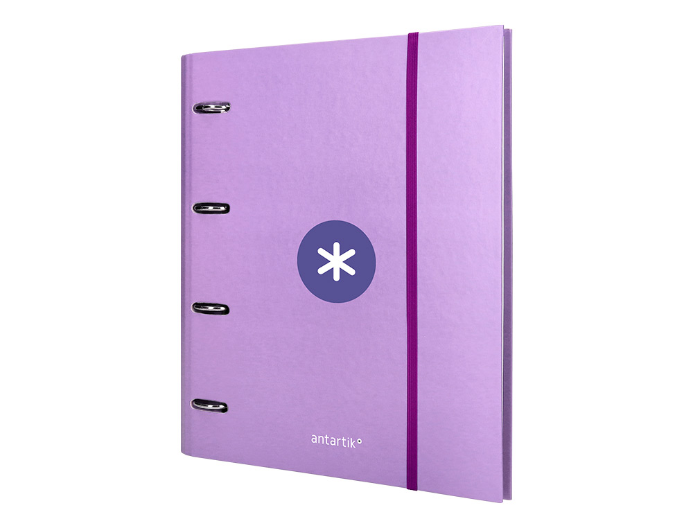 CLASSEUR ANTARTIK 4 ANNEAUX RONDS 40MM A4 CARTON REMBORD FEUILLETS MOBILES Q5X5 COLORISLAVANDE