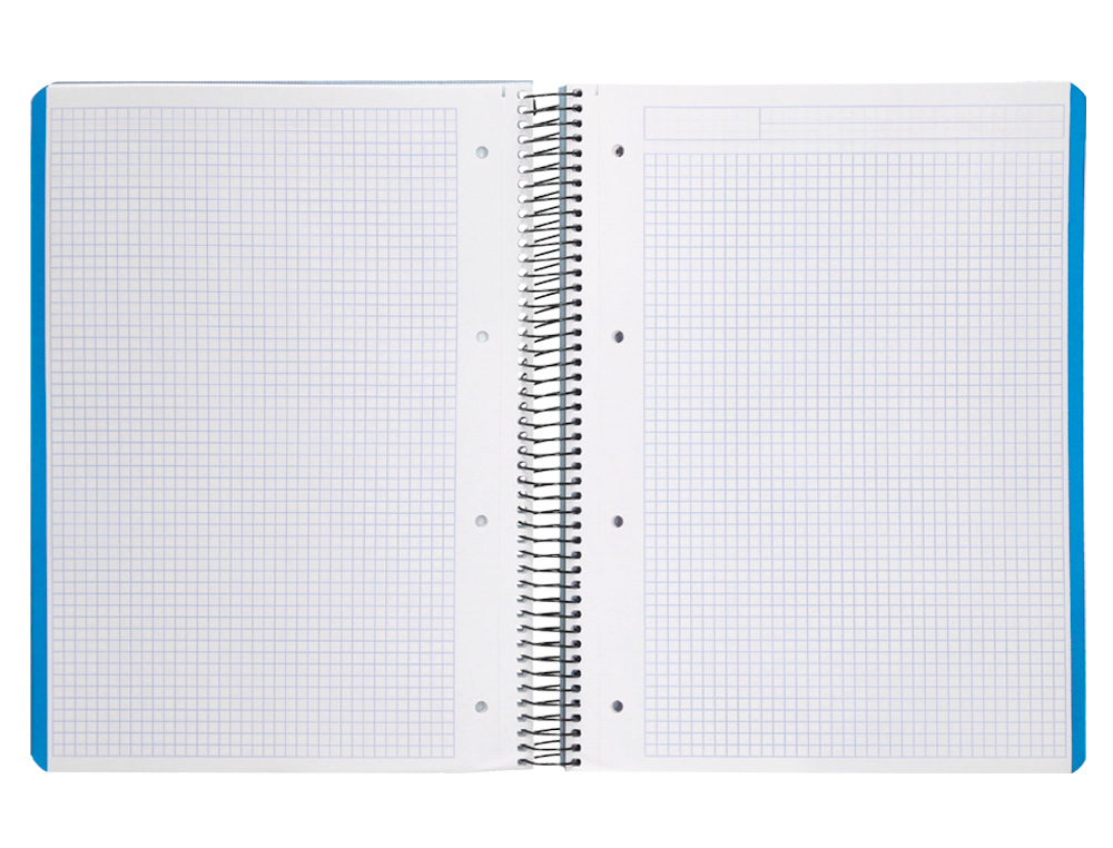 CAHIER SPIRALE LIDERPAPEL A4 MICRO WONDER 240 PAGES 90G    5X5MM 4 TROUS 5 BANDES        COULEURS BLEU CIEL