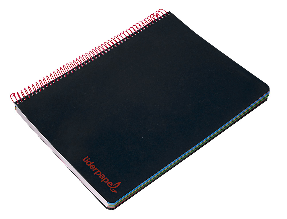 CAHIER SPIRALE LIDERPAPEL A4 MICRO WONDER 240 PAGES 90G    5X5MM 4 TROUS 5 BANDES        COULEURS NOIR