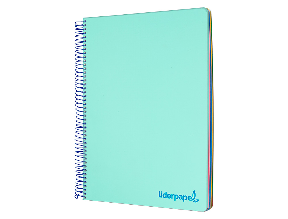 CAHIER SPIRALE LIDERPAPEL A5 MICRO WONDER 240 PAGES 90G    5X5MM 6 TROUS 5 BANDES        COULEURS VERT CLAIR