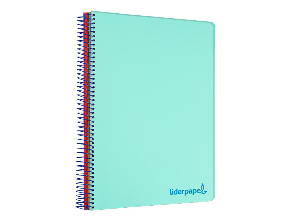 CAHIER SPIRALE LIDERPAPEL A5 MICRO WONDER 240 PAGES 90G    5X5MM 6 TROUS 5 BANDES        COULEURS VERT CLAIR