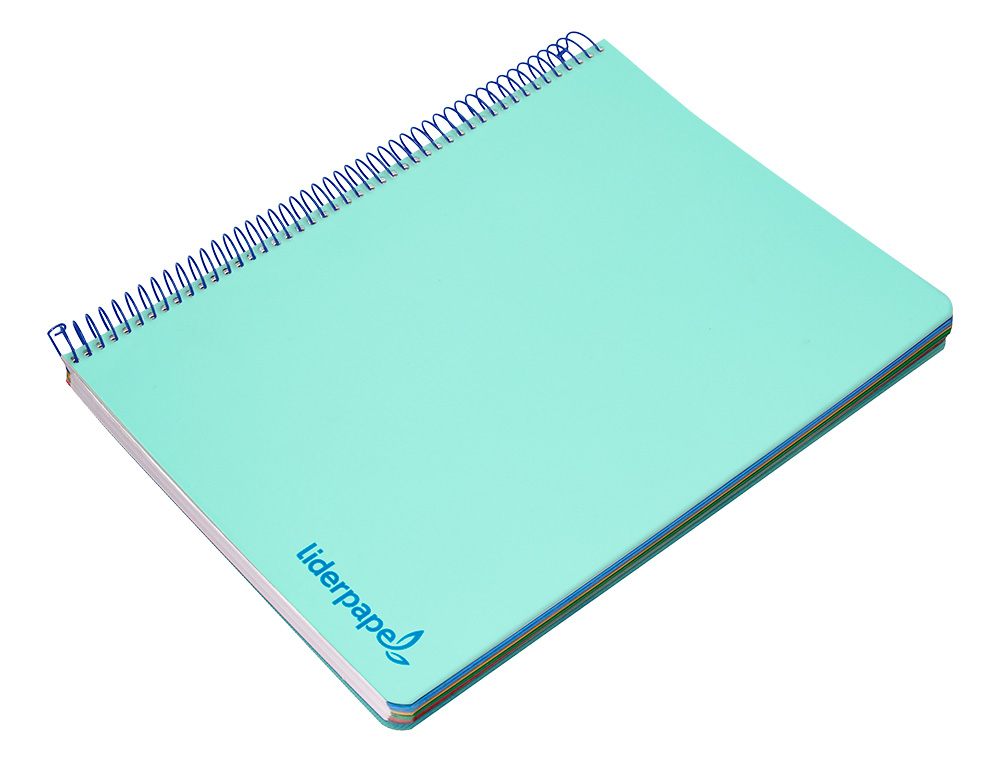 CAHIER SPIRALE LIDERPAPEL A5 MICRO WONDER 240 PAGES 90G    5X5MM 6 TROUS 5 BANDES        COULEURS VERT CLAIR