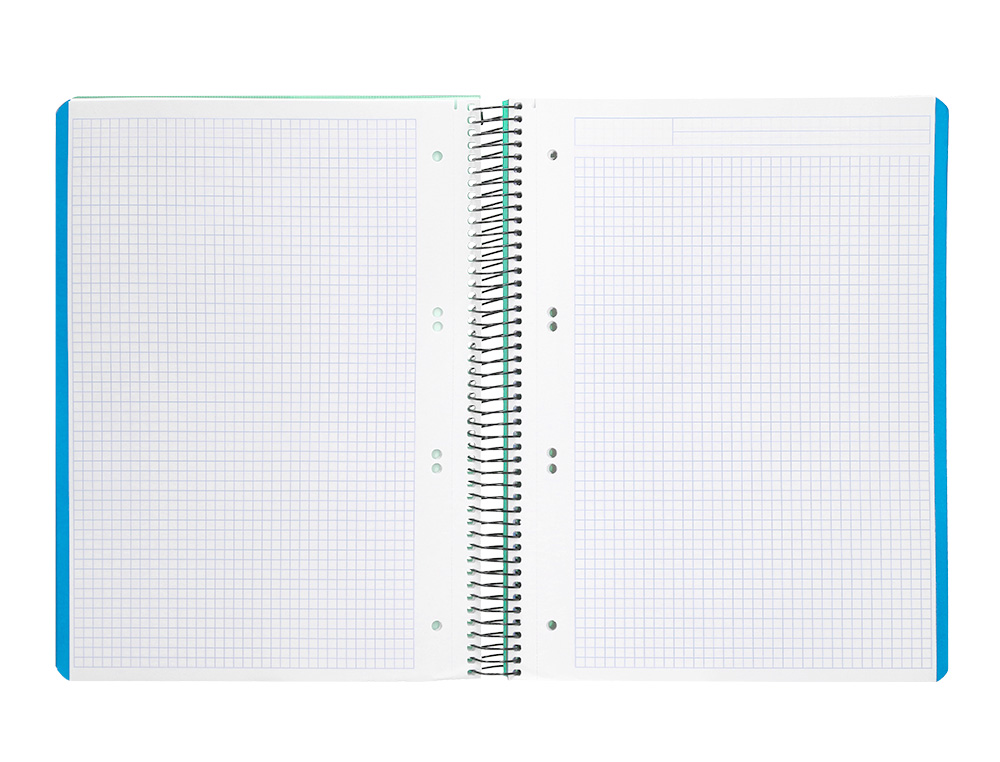 CAHIER SPIRALE LIDERPAPEL A5 MICRO WONDER 240 PAGES 90G    5X5MM 6 TROUS 5 BANDES        COULEURS VERT CLAIR