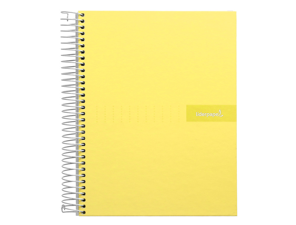 CAHIER SPIRALE LIDERPAPEL CRAFTY COUVERTURE CONTRECOLLÉE A5 240P 90G/M2 5X5MM MICROPERFORÉ 6 TROUS COLORIS JAUNE