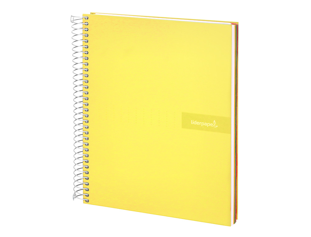 CAHIER SPIRALE LIDERPAPEL CRAFTY COUVERTURE CONTRECOLLÉE A5 240P 90G/M2 5X5MM MICROPERFORÉ 6 TROUS COLORIS JAUNE