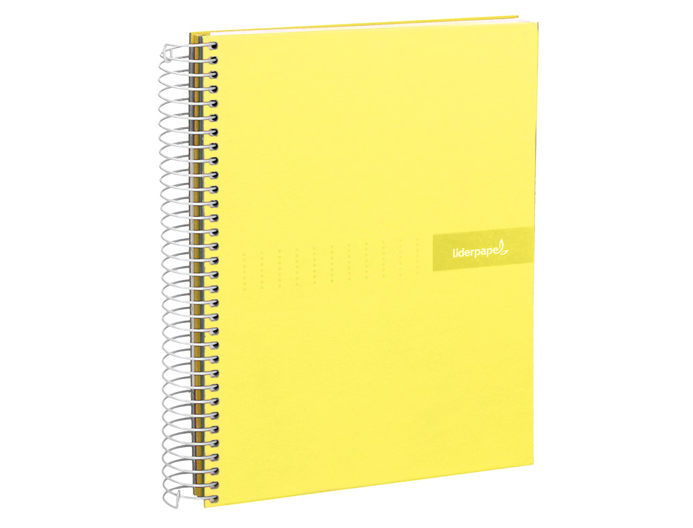 CAHIER SPIRALE LIDERPAPEL CRAFTY COUVERTURE CONTRECOLLÉE A5 240P 90G/M2 5X5MM MICROPERFORÉ 6 TROUS COLORIS JAUNE
