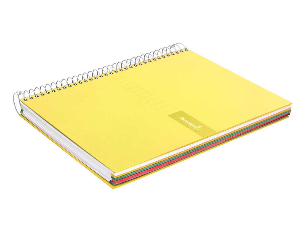 CAHIER SPIRALE LIDERPAPEL CRAFTY COUVERTURE CONTRECOLLÉE A5 240P 90G/M2 5X5MM MICROPERFORÉ 6 TROUS COLORIS JAUNE