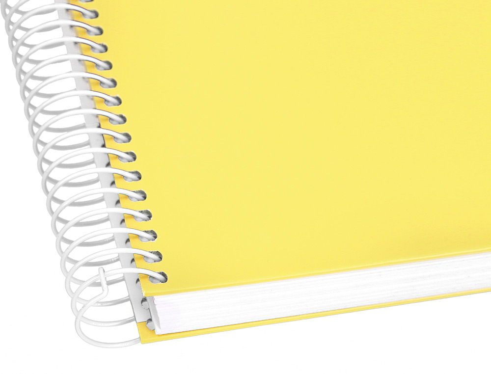 CAHIER SPIRALE LIDERPAPEL CRAFTY COUVERTURE CONTRECOLLÉE A5 240P 90G/M2 5X5MM MICROPERFORÉ 6 TROUS COLORIS JAUNE