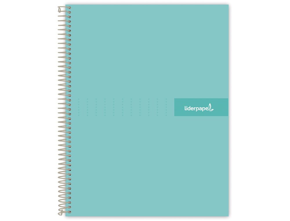 CAHIER SPIRALE LIDERPAPEL CRAFTY COUVERTURE CONTRECOLLÉE A5 240P 90G/M2 5X5MM MICROPERFORÉ 6 TROUS COLORIS TURQUOISE