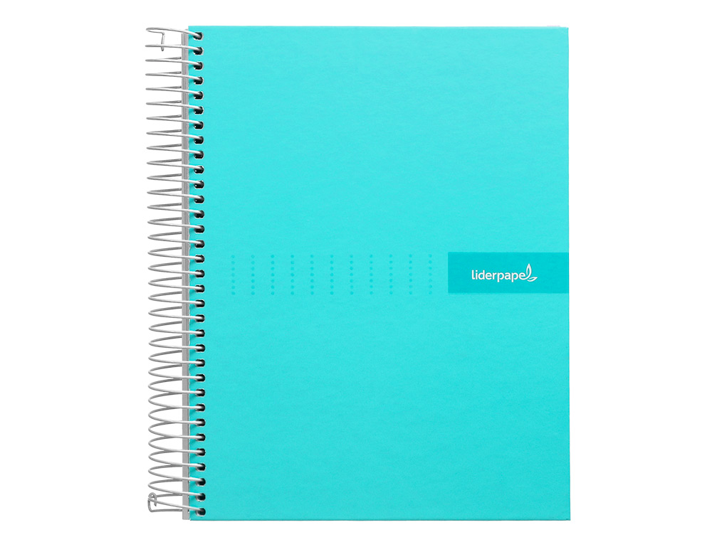 CAHIER SPIRALE LIDERPAPEL CRAFTY COUVERTURE CONTRECOLLÉE A5 240P 90G/M2 5X5MM MICROPERFORÉ 6 TROUS COLORIS TURQUOISE