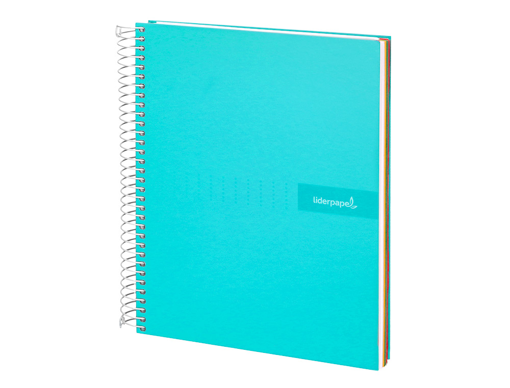 CAHIER SPIRALE LIDERPAPEL CRAFTY COUVERTURE CONTRECOLLÉE A5 240P 90G/M2 5X5MM MICROPERFORÉ 6 TROUS COLORIS TURQUOISE