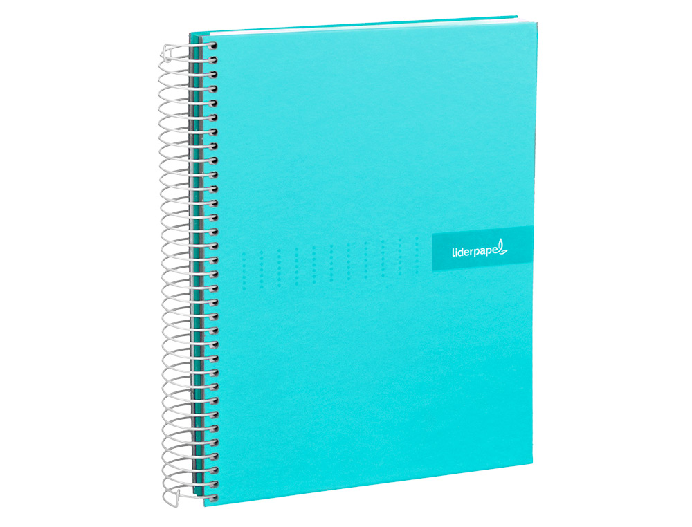 CAHIER SPIRALE LIDERPAPEL CRAFTY COUVERTURE CONTRECOLLÉE A5 240P 90G/M2 5X5MM MICROPERFORÉ 6 TROUS COLORIS TURQUOISE