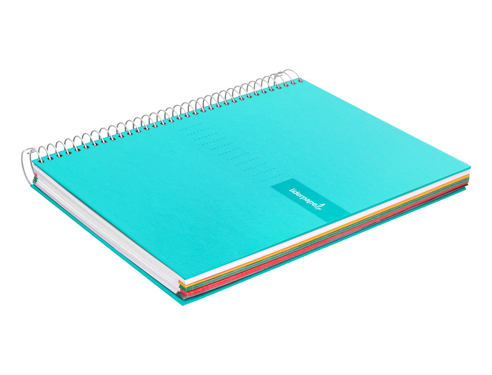 CAHIER SPIRALE LIDERPAPEL CRAFTY COUVERTURE CONTRECOLLÉE A5 240P 90G/M2 5X5MM MICROPERFORÉ 6 TROUS COLORIS TURQUOISE