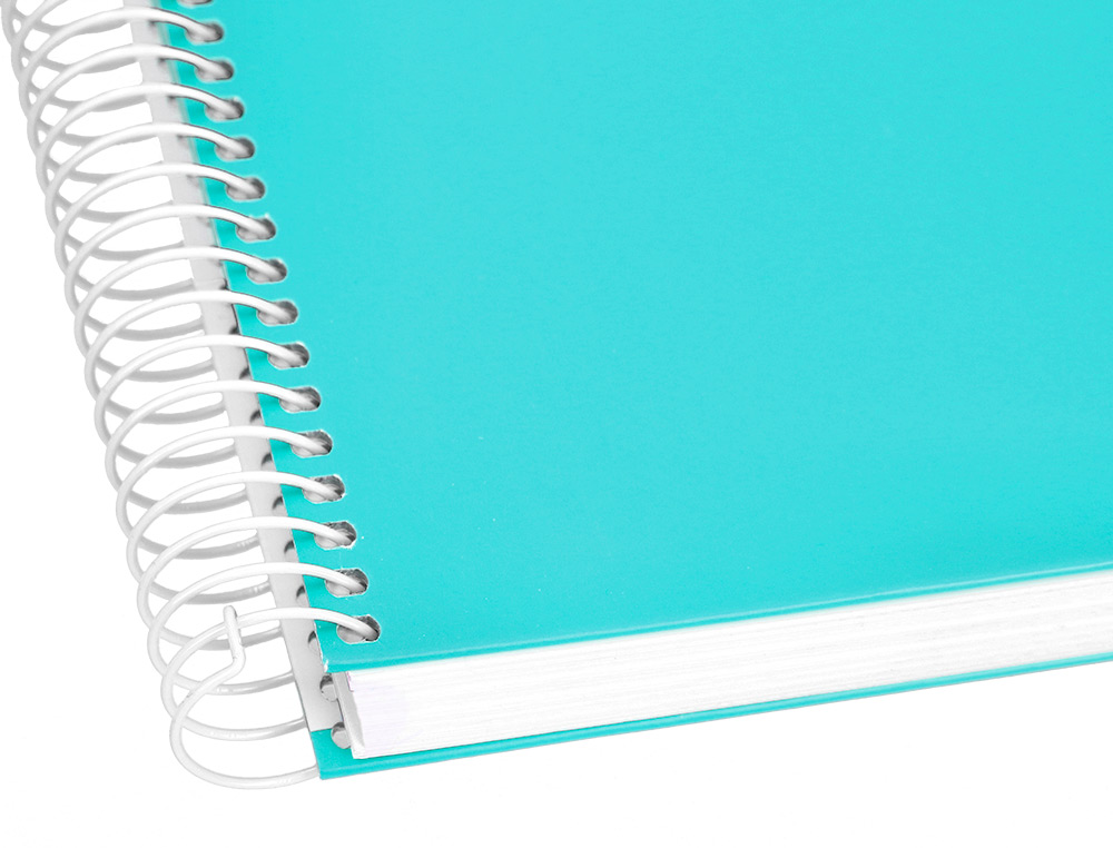 CAHIER SPIRALE LIDERPAPEL CRAFTY COUVERTURE CONTRECOLLÉE A5 240P 90G/M2 5X5MM MICROPERFORÉ 6 TROUS COLORIS TURQUOISE
