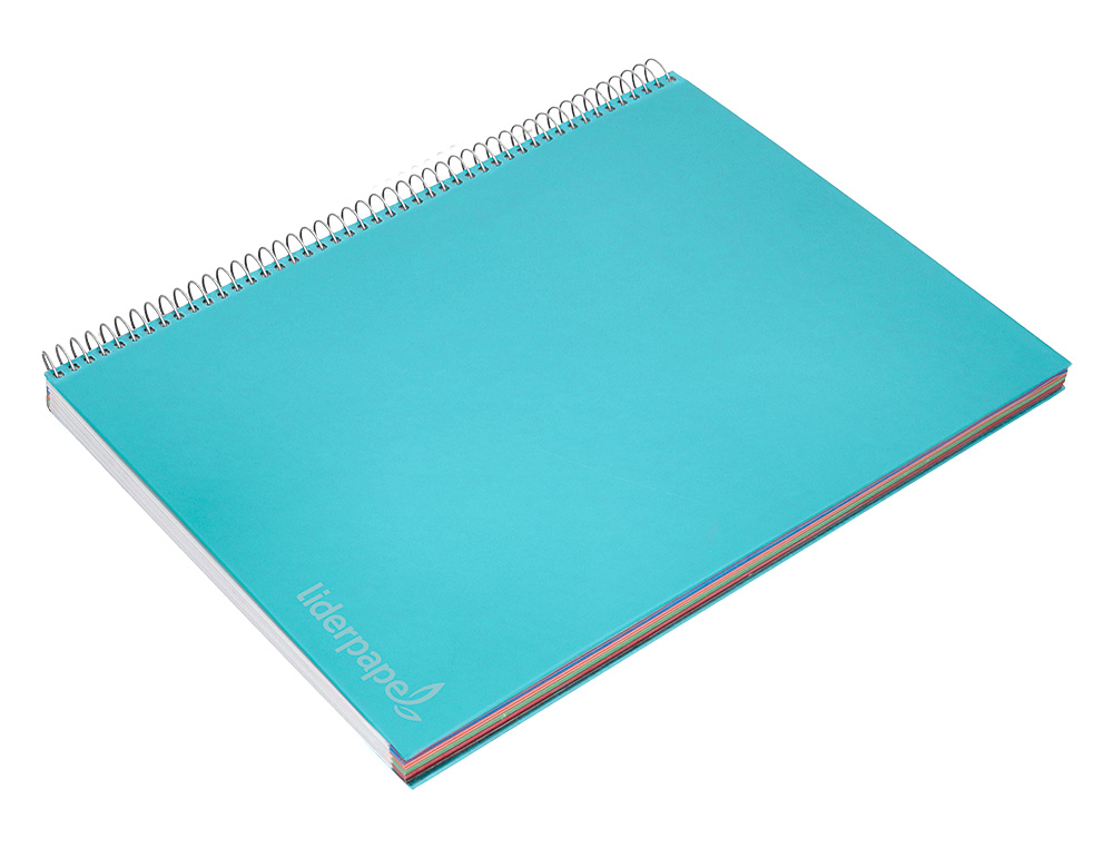 CAHIER SPIRALE LIDERPAPEL JOLLY COUVERTURE CONTRECOLLÉE A4 280P 75G/M2 5X5MM MICROPERFORÉ 4 TROUS COLORIS BLEU CIEL