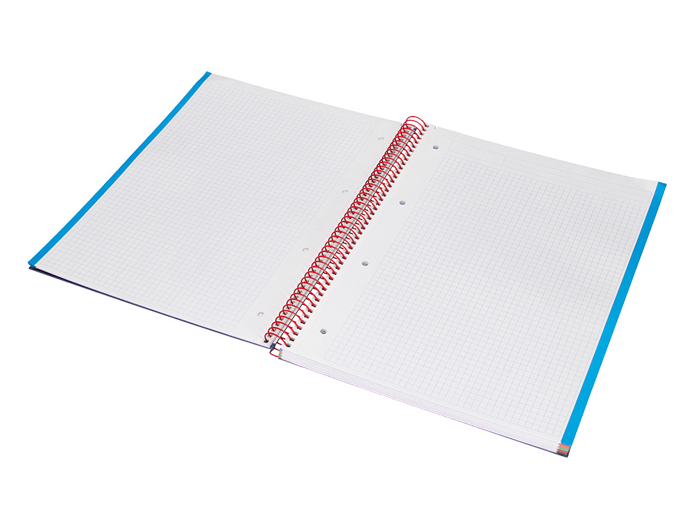 CAHIER SPIRALE LIDERPAPEL JOLLY COUVERTURE CONTRECOLLE A4 280P 75G/M2 5X5MM MICROPERFOR 4 TROUS COLORIS BLEU MARINE
