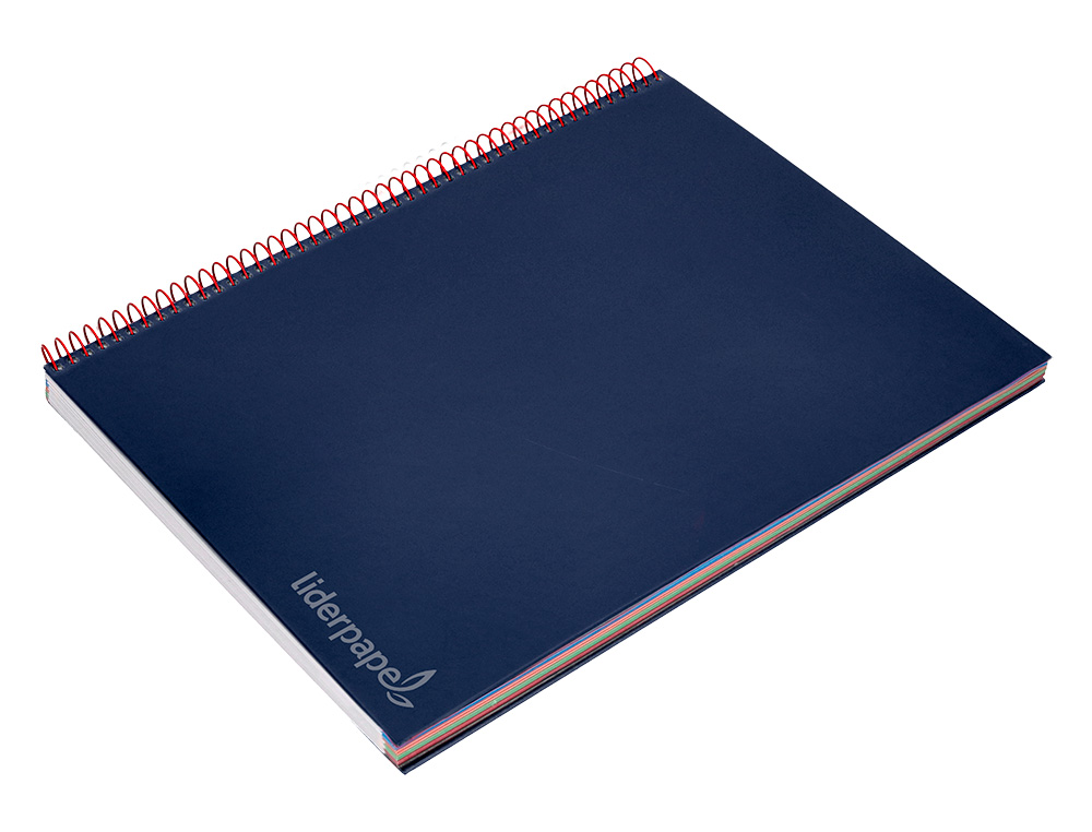 CAHIER SPIRALE LIDERPAPEL JOLLY COUVERTURE CONTRECOLLE A4 280P 75G/M2 5X5MM MICROPERFOR 4 TROUS COLORIS BLEU MARINE